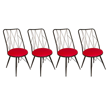 Royal Tel Sandalye (Elektrostatik Boya) (4 Adet Fiyatıdır) - Kırmızı