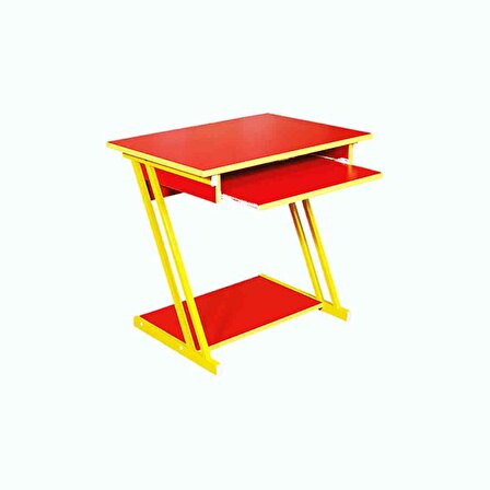 Bilgisayar ve Çalışma Masası (Fanatik) Z Profilli 6113 - Sarı Kırmızı (Masa Lambası Hediyelı)