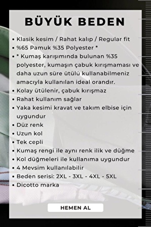 Gri Büyük Beden Rahat Kesim Cepli Uzun Kol Regular Fit Erkek Gömlek  - 150-2