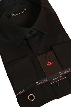 Siyah Rahat Kesim Micro Kumaş Kol Düğmeli Regular Fit Erkek Gömlek - 190-6