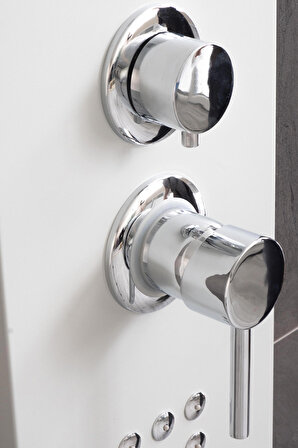DECORDEM BANORA Infinity Lux Duş Paneli, 5 Fonksiyonlu, Paslanmaz Çelik, Tepe Duş, Şelale Sistem, Beyaz