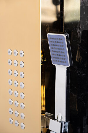 DECORDEM BANORA Infinity Lux Duş Paneli, 5 Fonksiyonlu, Paslanmaz Çelik, Tepe Duş, Şelale Sistem, Altın