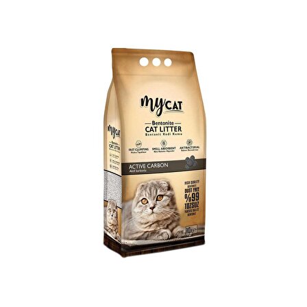 Mycat (10 Lt) Bentonit Kedi Kumu Aktif Carbon ( Kalın Tane )