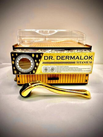 Dr.Dermalok 1mm Gold Dermaroller 540 Iğneli Titanyum Masaj Aleti Gold
