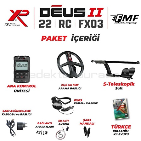 DEUS 2 22,5CM FMF BAŞLIK,ANA KONTROL ÜNİTESİ,FX03 KULAKLIK