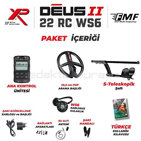 DEUS 2 22,5CM FMF BAŞLIK,ANA KONTROL ÜNİTESİ,WS6 KULAKLIK