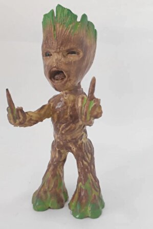 Baby Groot Sinirli Figür Biblo 17 cm Aksiyon Figürü Oyuncak Baby Groot Angry 3D Heykeli Özel Üretim