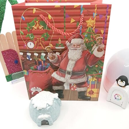 Karton Çanta 3D Yılbaşı Noel Baba Yeniyıl, Christmas Noel Çanta Hediyelik