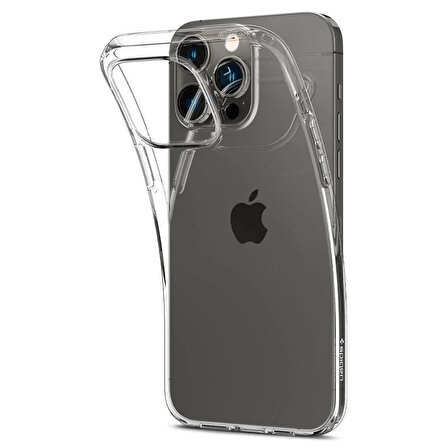 (KUTU HASARLI SIFIR ÜRÜN) Spigen Apple iPhone 14 Pro Max Kılıf Liquid Crystal 4 Tarafı Tam Koruma Crystal Clear