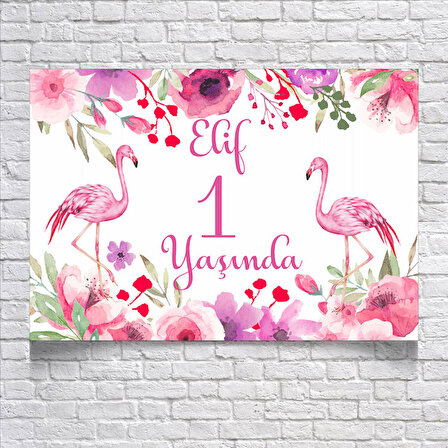 Flamingo Temalı Doğum Günü Afişi 70 x 100
