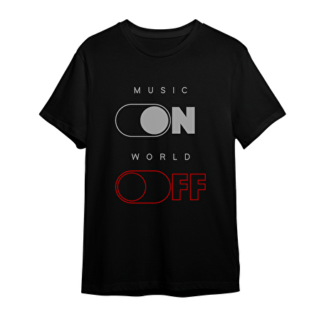 Music On World Off Baskılı Unisex Oversize T-Shirt