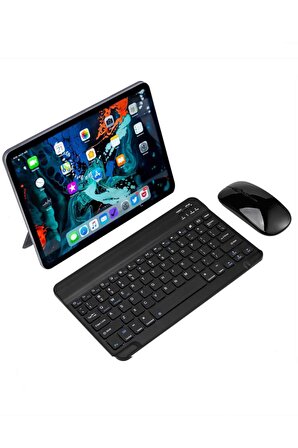 Samsung Galaxy Tab A9 SM-X110 8.7" Uyumlu Slim Şarjlı Bluetooth Klavye ve Mouse Seti