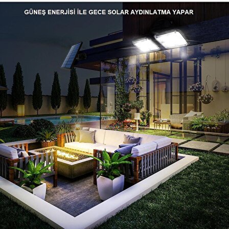 Solar Led Hareket Sensörlü Bahçe Aydınlatması Su Geçirmez 120 Ledli Güneş Enerjili Lamba