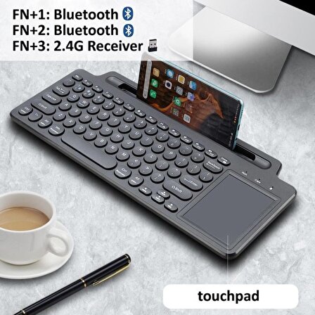 Apple iPad 9 Tablet İçin Uyumlu Kendinden Standlı Touchpadli Kablosuz Bluetooth Klavye+Kalem