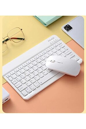 Tab 10 -11 Tablet İçin Uyumlu Slim Şarjlı Türkçe Bluetooth Klavye ve Mouse Seti