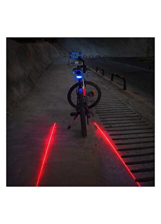 Çok Fonksiyonlu Pilli Bisiklet Led Lazer Şerit Işığı Arka Stop Lambası