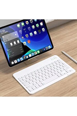 Apple iPad Pro 4. Nesil 11" Tablet İçin Uyumlu Slim Şarjlı Türkçe Bluetooth Klavye ve Mouse Seti