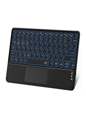 Philips M9 S410J 10.1" Tablet Uyumlu Şarjlı Touchpadli Yuvarlak Tuş RGB Bluetooth Klavye