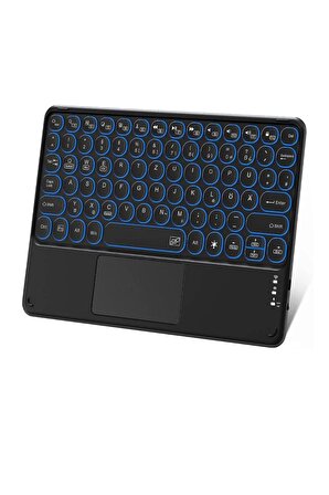 Vorcom UltraPad Tablet Uyumlu Şarjlı Touchpadli Yuvarlak Tuş RGB Bluetooth Klavye