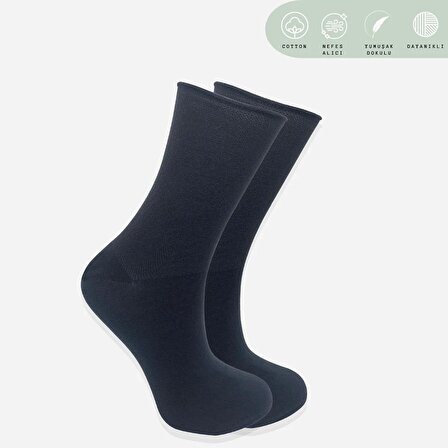 Coton Dikişsiz Lastiksiz Roll-top Yazlık Sıkmayan 2 'li Paket Uzun Kadın Çorap Seti