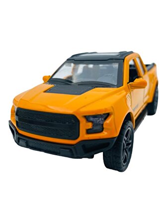 Metal Model Araba Kapıları Aç Kapa Çek Bırak Hareket Eden Arazi Aracı PickUp Sarı Ford Raptor