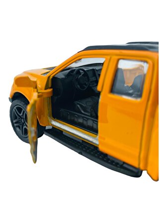 Metal Model Araba Kapıları Aç Kapa Çek Bırak Hareket Eden Arazi Aracı PickUp Sarı Ford Raptor