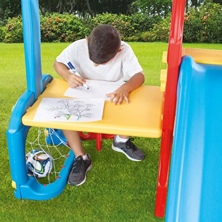 7 İn 1 Çocuk Oyun Parkı Büyük Boy Sallangaç, Pota,kale,masa,su masası Barfiks, Kaydırak`Lı Park