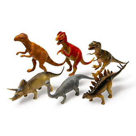 Oyuncak Hayvanlar Seti Vahşi Doga Hayvanları Dinozor  Figür Hayvan 6 Parça 20 Cm