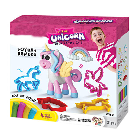 Unicorn At Yıldız Hayvanları Oyun Hamuru 4 Renk 8 Adet 3 Boyutlu Kalıplı Oyun Hamuru