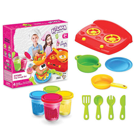 Mutfak Yemek Seti Oyun Hamuru 4 Renk 16 Parça Set