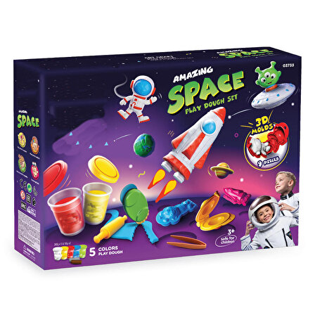 Uzay Gezegen Roket Kalıplı Oyun Hamuru 5 Renk 9 Adet 3 Boyutlu Kalıplı Oyun Hamuru 