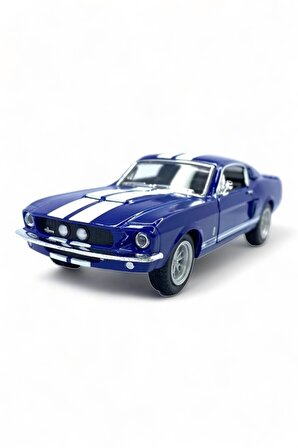 1967 Ford Shelby GT-500 Model Araba 1,36 Ölçek Lisanslı Çek Bırak Araba Kapı Aç Kapa Mavi