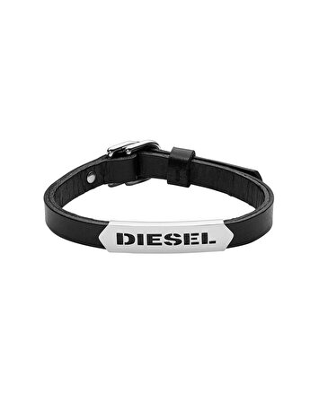 Diesel Erkek Metalik Gri Siyah Deri Bileklik – DJDX0999-040