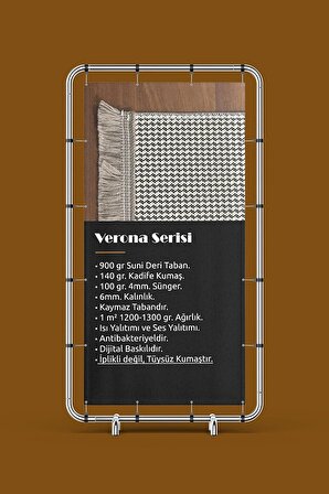 Yıkanabilir Kaymaz Tabanlı Dijital Baskılı Verona Serisi Vintage Motifli Doku Halı.