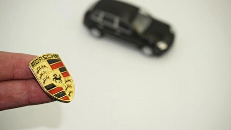 DK Tuning Porsche Gold Metal Çamurluk Yanı 3M 3D Logo Amblem Arma