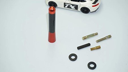 DK Tuning Radyo FM Tavan Anteni Karbon Kırmızı Metal Mazda İle Uyumlu