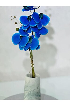 Mavi Vazo Ve Mavi Yapay Orkide