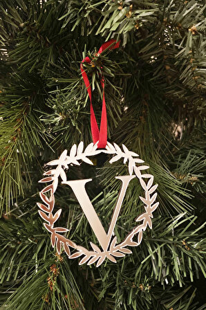 Yılbaşı ağacı süsü pleksi harf - gümüş çelenk V