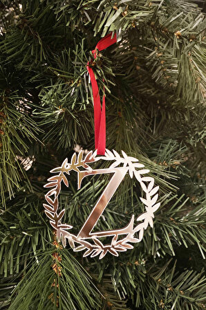 Yılbaşı ağacı süsü pleksi harf - gümüş çelenk Z