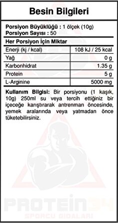 Bigjoy Sports Arginine Powder Orman Meyveli 500 Gram 50 Porsiyon