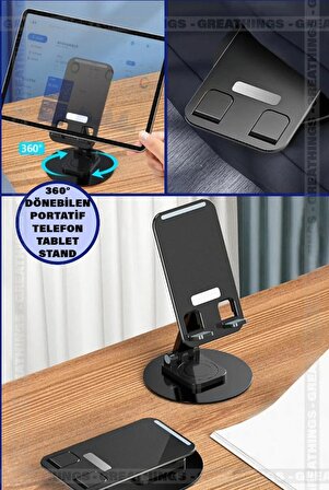 qasul Yüksek Kaliteli Katlanabilir 360 Dönebilen Ayarlanabilir Telefon Tutucu Masa Üstü Tablet Standı