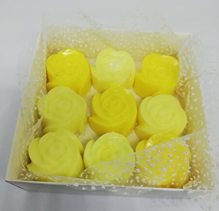 Sabun - Kokulu Süs Sabunu - Gül 9 Adet Sarı Gül-3cm*2cm