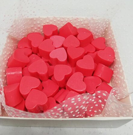 Sabun - Kokulu Süs Sabunu - Kalp 55 Adet 1 cm Kırmızı