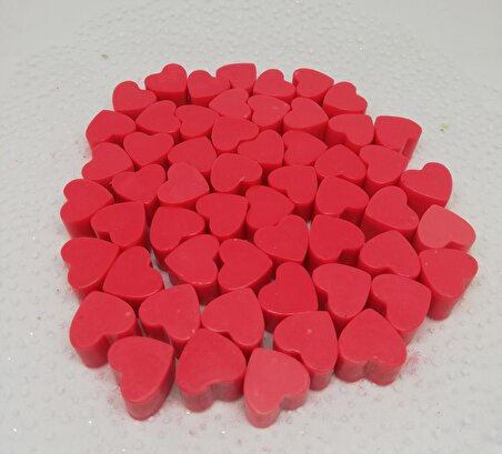 Sabun - Kokulu Süs Sabunu - Kalp 55 Adet 1 cm Kırmızı