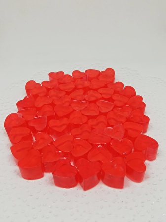 Sabun - Kokulu Süs Sabunu - Kalp 55 Adet - 1 cm Şeffaf Kırmızı