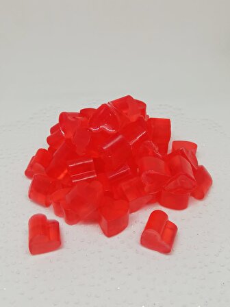 Sabun - Kokulu Süs Sabunu - Kalp 55 Adet - 1 cm Şeffaf Kırmızı
