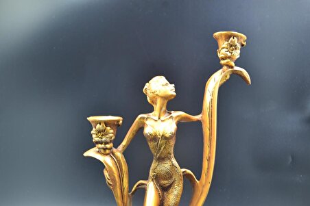 DEKORATİF ŞAMDAN KADIN GOLD 39CM