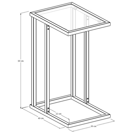 Camlı C Ayak Sehpa Zigon Sehpa Yan Sehpa