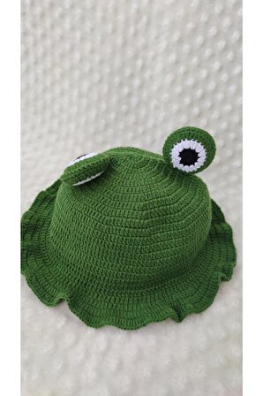 Örgü Kurbağa Bucket Şapka El Işi Kadın/erkek Şapka