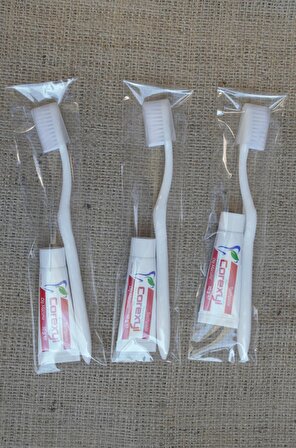 25 Adet Arastana Kapaklı Diş Fırçası Seti Otel Tipi Diş Fırçası ve 10 gr Diş Macunu 2 li Paket